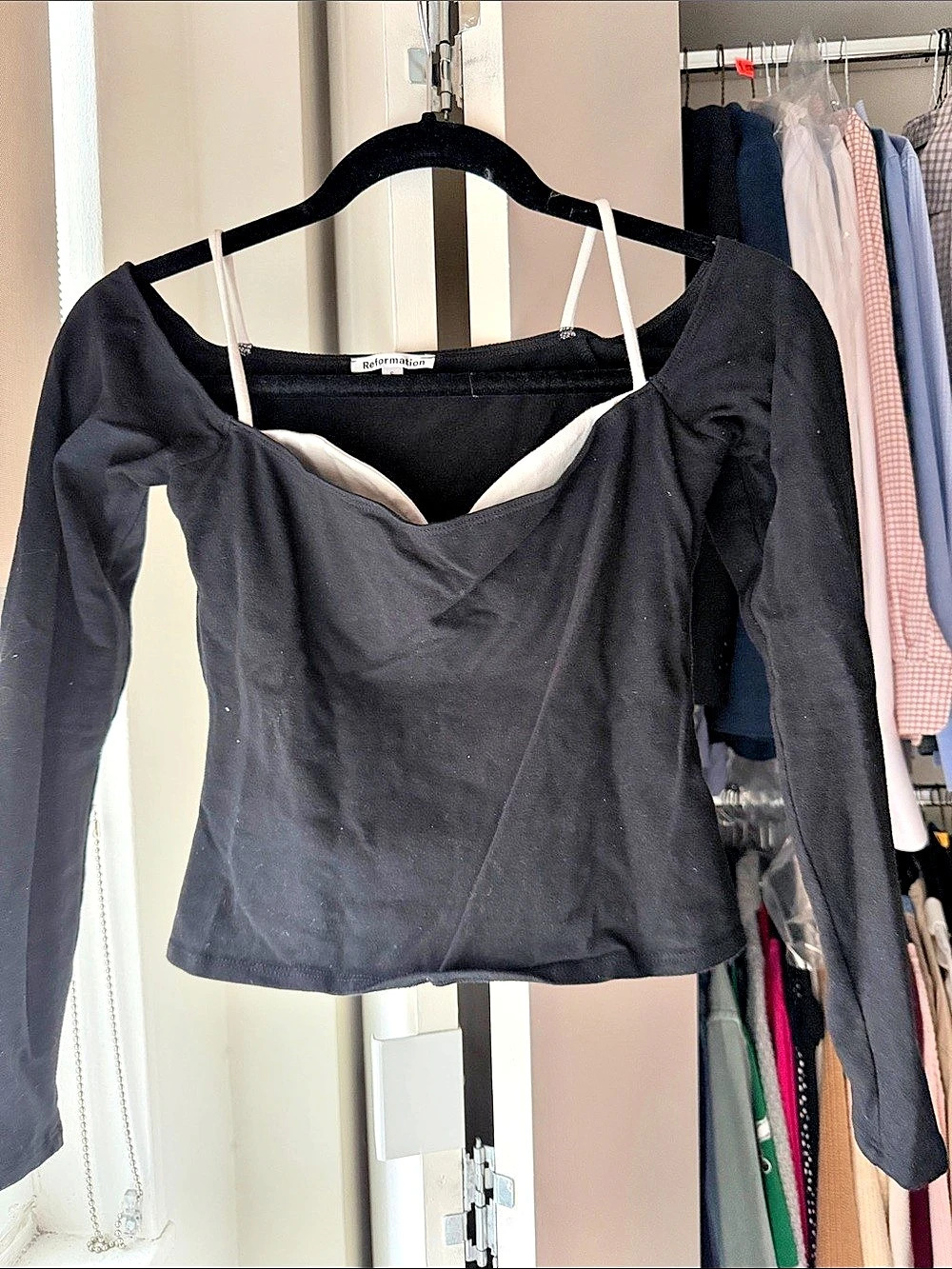 Reformation Long Sleeve Black Top Size Small Like New